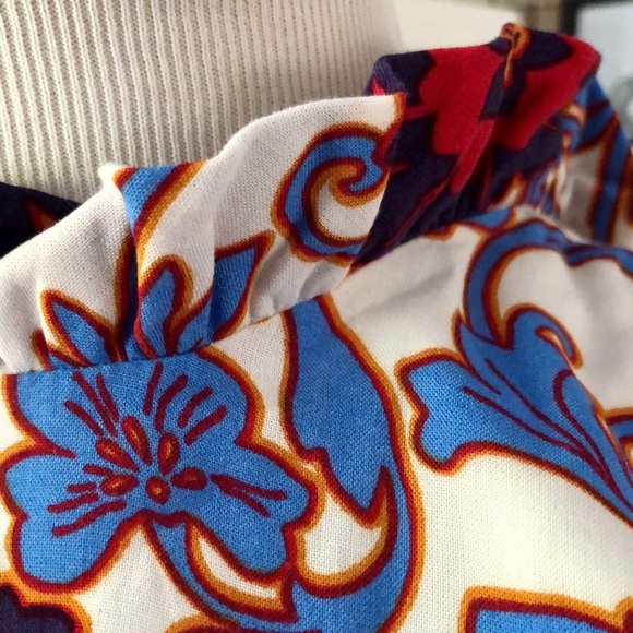 Gibson Floral Elastic Waist High Ruffle Neck Sleeveless Romper size Large - Picture 11 of 15